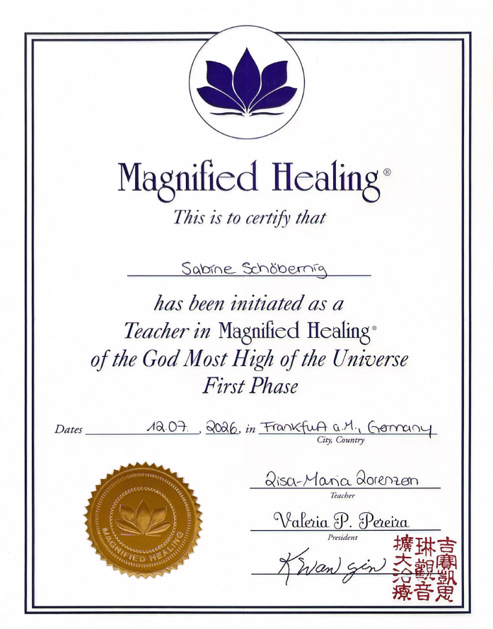 Zertifikat Magnified Healing