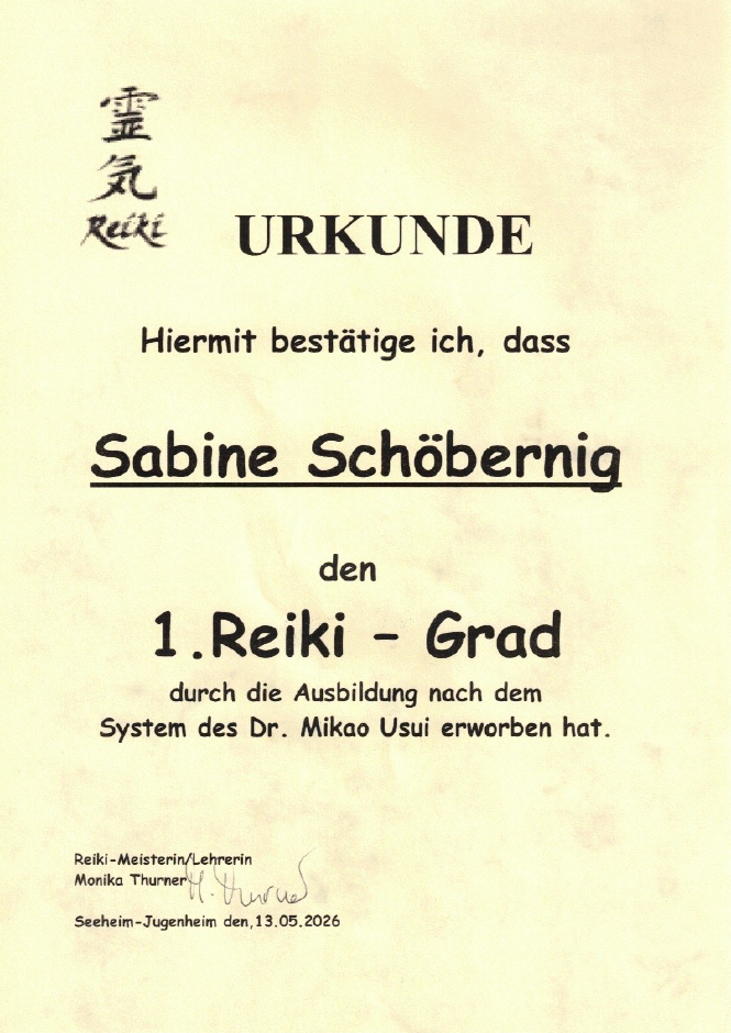 Zertifikat Reiki